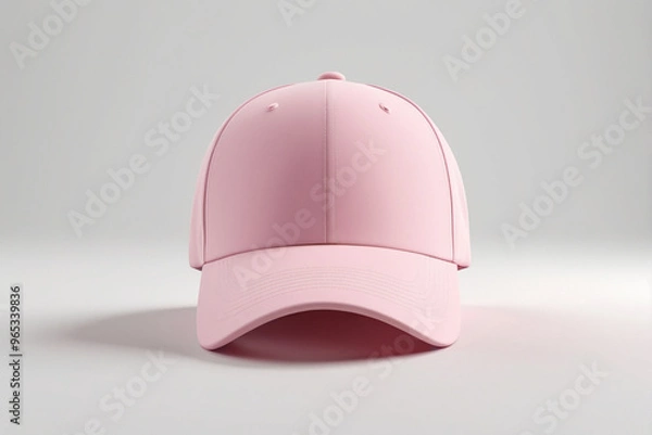 Fototapeta Blank pink baseball caps mockup on white background, AI Generated