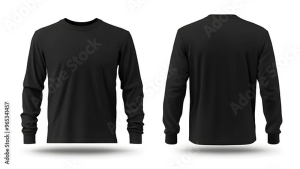 Fototapeta Minimalist Black Long Sleeve T-Shirt Front and Back View