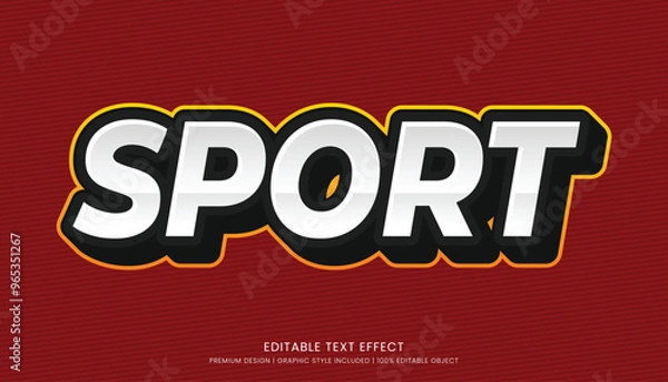 Fototapeta sports editable 3d text effect template bold typography and abstract style, logo and business brand