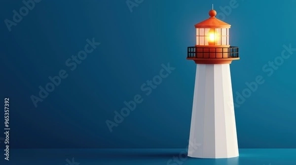 Fototapeta Illuminating Wealth: Futuristic Holographic Financial Lighthouse with Glowing Beacon - with Copy Space and Selective Focus