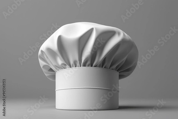 Fototapeta Blank white chefs hat for mockup on grey background, AI Generated