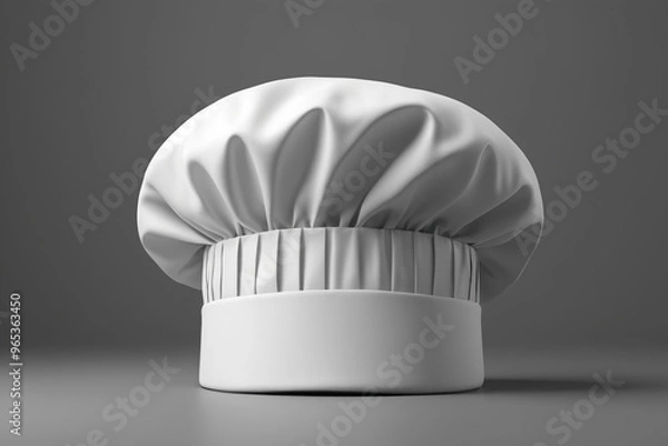 Fototapeta Blank white chefs hat for mockup on grey background, AI Generated