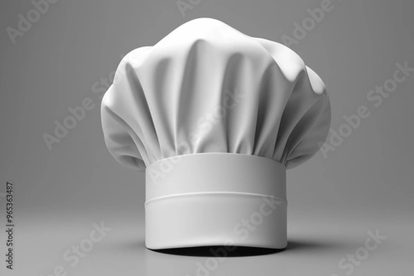 Fototapeta Blank white chefs hat for mockup on grey background, AI Generated