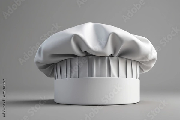 Fototapeta Blank white chefs hat mockup on grey background, AI Generated