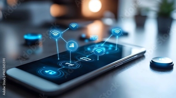 Fototapeta device connection interface on smartphone screen