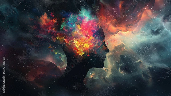 Fototapeta Digital Artwork of a Human Head Illuminated from Within, Symbolizing the Power of Ideas and Intellect

