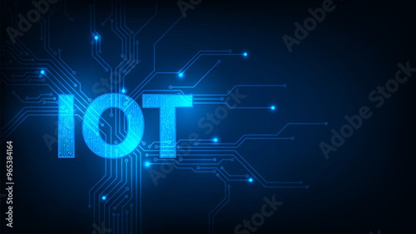 Fototapeta Futuristic Internet of things concept. Communication technology and Internet networking.