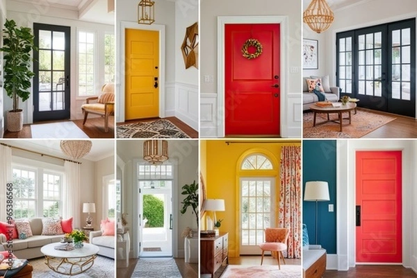 Fototapeta Ensemble of Bright Home Door Designs for Interior Decorating Inspiration