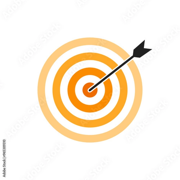 Fototapeta Orange shade bullseye dart target icon. Dart target goal marketing sign. Arrow dart logo vector. Winner dart sign.