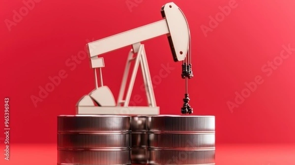 Fototapeta Global Energy Crisis - Graph of Declining Oil Reserves with Copy Space, Selective Focus,