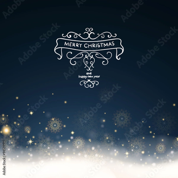 Fototapeta Vector Illustration of a Christmas Background with Snowflakes