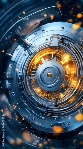 Fototapeta Futuristic Abstract Machine with Glowing Details.