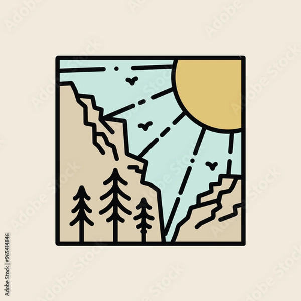 Obraz  Vintage outdoor adventure illustration