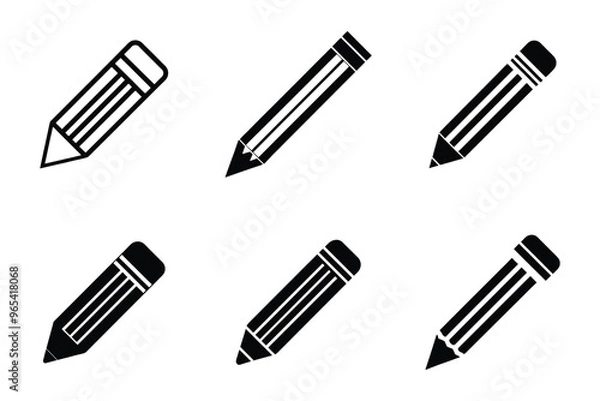 Fototapeta Vector style pencil icon bundle set with creative shape