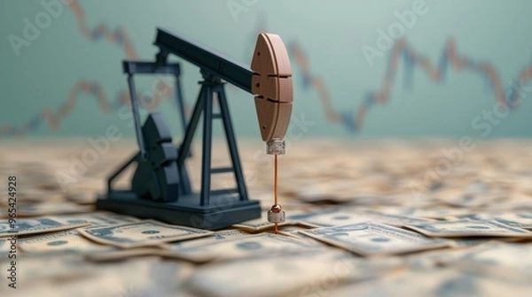 Fototapeta Financial Crisis Concept with Plummeting Oil Prices - with Copy Space and Selective Focus in