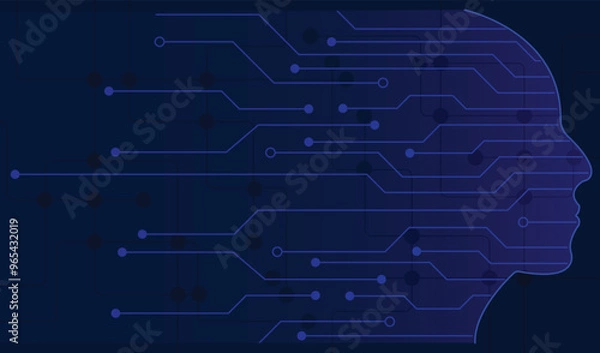 Fototapeta AI Artificial Intelligence and Machine Learning Background Concept, Big data innovation technology, Abstract background, AI Artificial Intelligence chipset on circuit board in futuristic concept