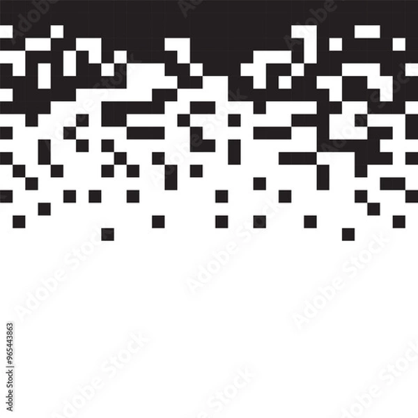 Fototapeta Dissolve pixel disperse blocks. Dust fragment, broken dots texture. Fractured disperse. Mosaic filled square dotted abstract pattern