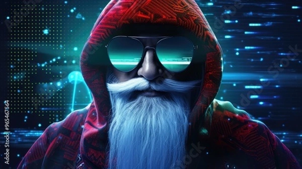 Fototapeta digital santa claus christmas technology illustration