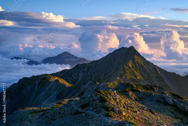 Fototapeta 【南アルプス】間ノ岳山頂からの北岳の眺望