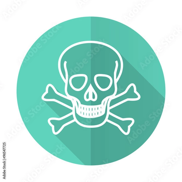 Fototapeta skull blue flat desgn circle icon with long shadow on white background