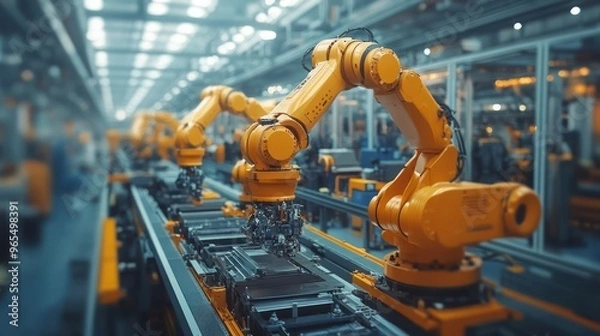 Obraz Smart manufacturing with advanced robotics and AI
