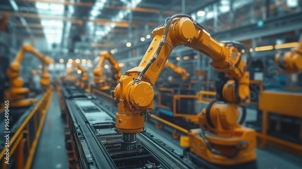 Obraz Smart manufacturing with advanced robotics and AI