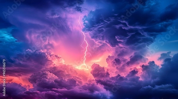 Fototapeta thunder in the clouds
