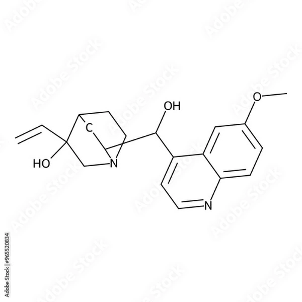 Fototapeta 6-[hydroxy-(6-methoxy-4-quinolyl)methyl]-3-vinyl-quinuclidin-3-ol