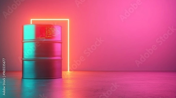 Fototapeta Futuristic Oil Price Analytics Holographic Data Visualization on Trading Floor with Neon Lighting -