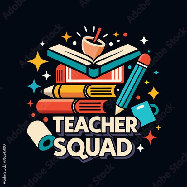 Obraz teacher squad t-shirt design vector for print. 