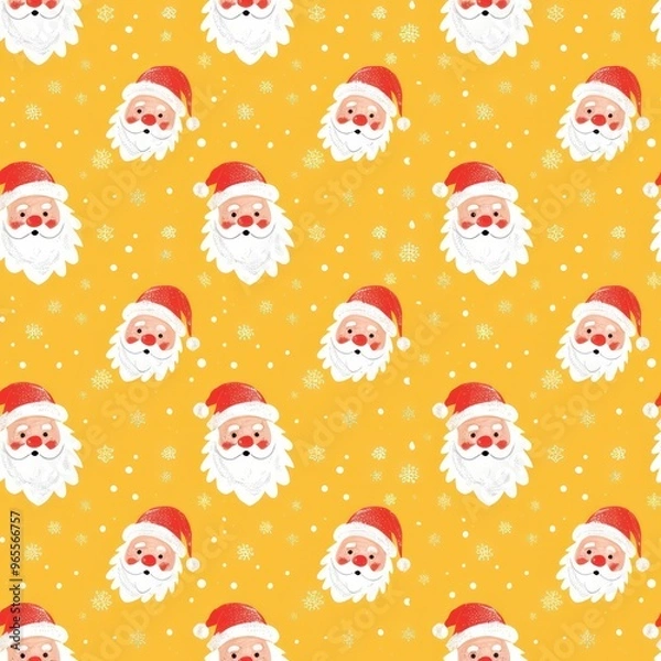Fototapeta a christmas santa in yellow pattern By Generated AI