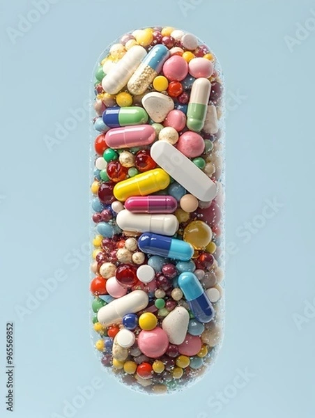 Obraz Dissolving Vitamin Supplement Representing Nutritional Absorption in Surreal Composition