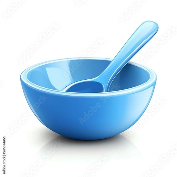 Fototapeta Cartoon Flat Design of a Baby Food Bowl Isolated on a Solid White Background with a Clean and Simple Look for New Beautiful Stock Image Illustration AI