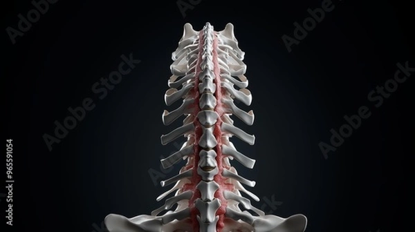 Fototapeta Symmetry in the Vertebral Column, Analyze the symmetrical structure of the vertebral column, with each vertebra aligned along a central axis.