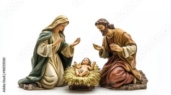 Fototapeta Holy Family Nativity Scene Figurines.