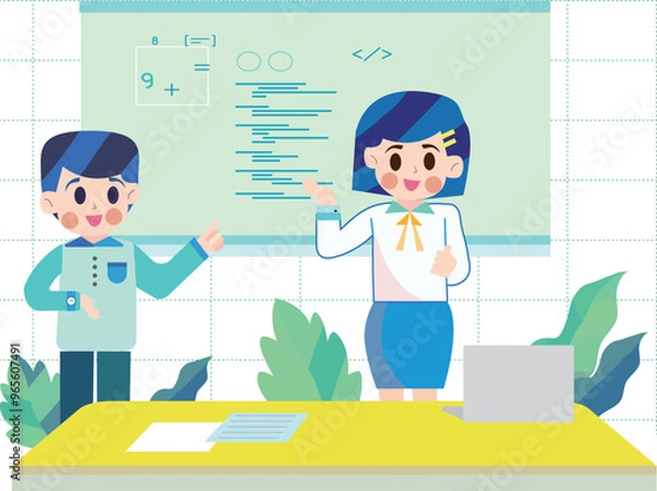 Obraz Business people characters working in the office.