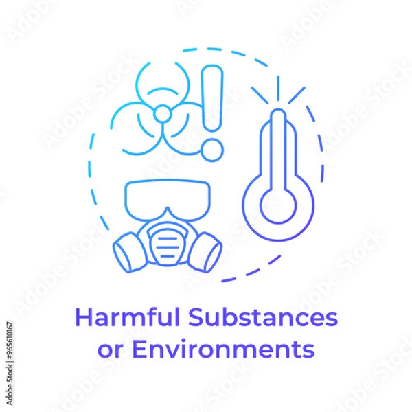 Fototapeta Harmful substances and environments blue gradient concept icon. Protective equipment, hazardous chemicals. Round shape line illustration. Abstract idea. Graphic design. Easy to use in infographic