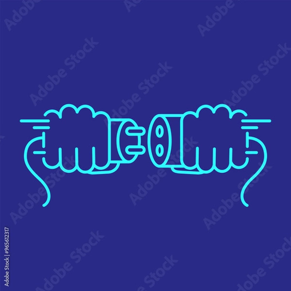 Fototapeta Connecting Ideas and Energy – Symbolic Representation of Two Hands Uniting Elements as a Metaphor for Collaboration, Innovation, and Building Strong Connections for Effective Communication and Teamwor