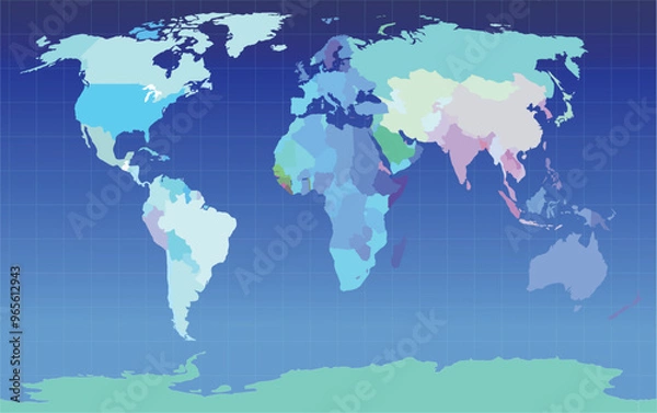 Fototapeta A colorful world map.Vector map on white background.