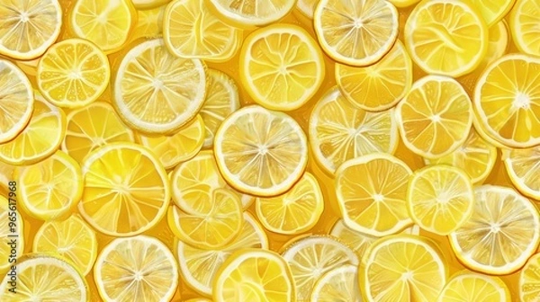 Fototapeta top view of lemon, fresh lemon slices.