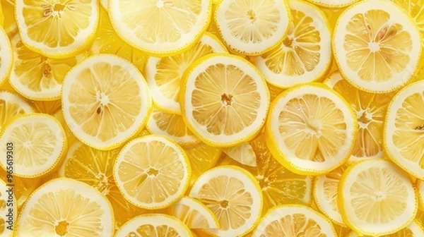 Fototapeta top view of lemon, fresh lemon slices.