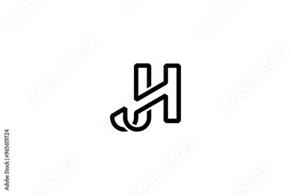 Obraz Letter HJ or JH Logo Design Vector 