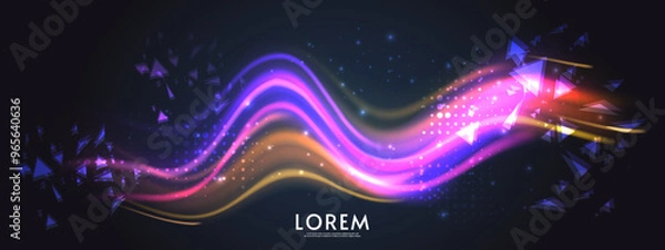 Fototapeta Aurora element design on dark background. Background aurora template. Bright light. Northern lights. Vector illustration. Design for background, wallpaper, postcard, web, banner, cover.	
