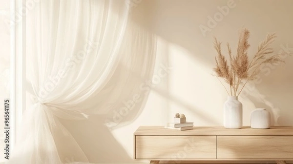 Fototapeta Minimalist Interior Design with Pampas Grass and Natural Light