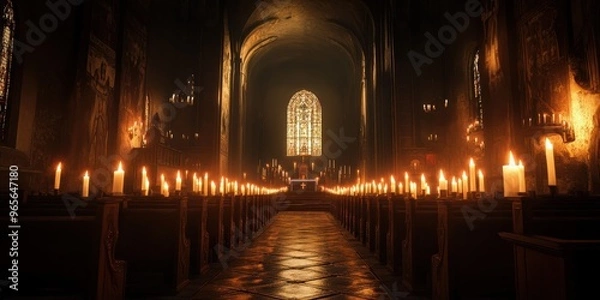 Obraz candlelit prayer in a chapel 