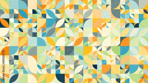 Fototapeta Fashionable pattern with geometric shapes. Abstract retro style pattern