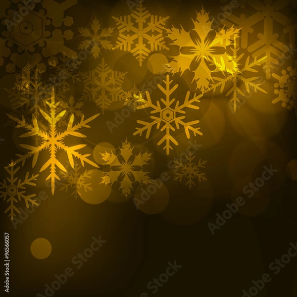 Fototapeta Abstract background, with stars, snowflakes and blurry lights, v