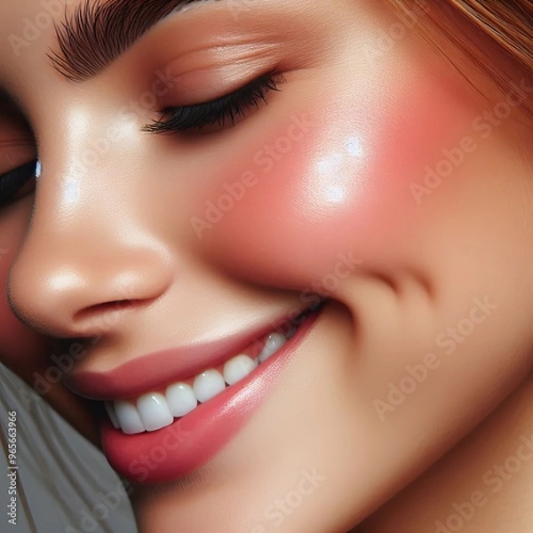 Obraz Close up on her cheek A flushed happy complexion Izobrajenie iz
