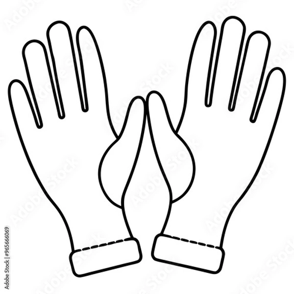 Obraz gloves outline coloring book page line art illustration digital drawing