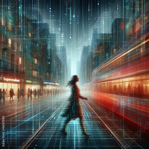 Fototapeta 169 Matrix Code Urban Shift A matrix code artwork depicting the